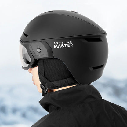 OutdoorMaster Ski Helmet and 2-in-1 Sun Visor Goggle Set
