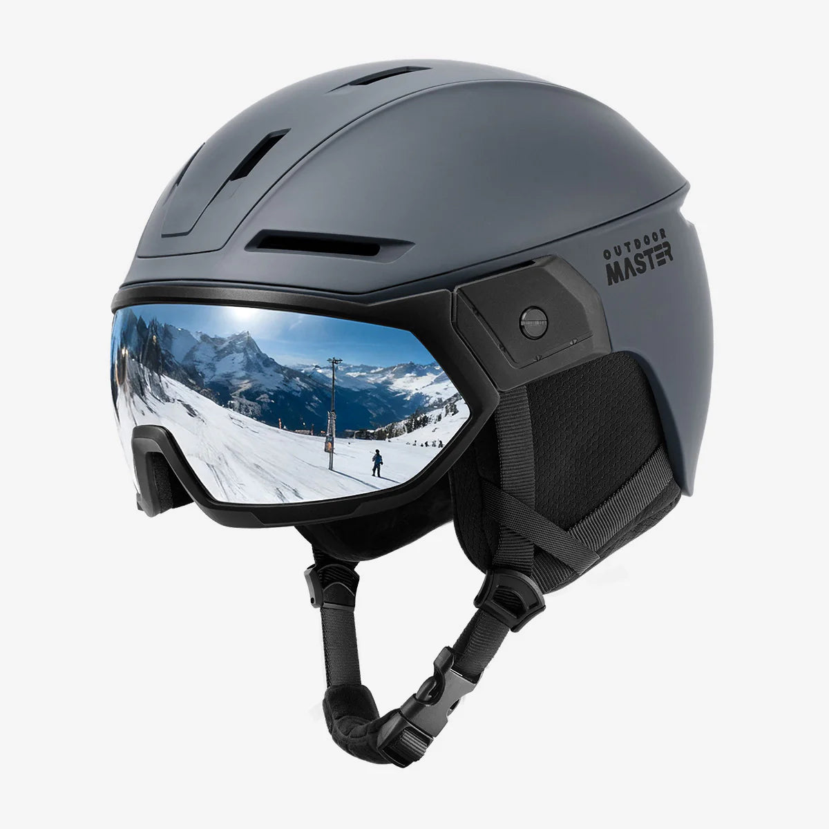 OutdoorMaster Ski Helmet and 2-in-1 Sun Visor Goggle Set