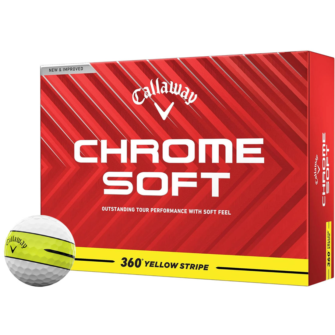 Callaway 2024 Chrome Soft 360 Yellow Stripe Golf Balls