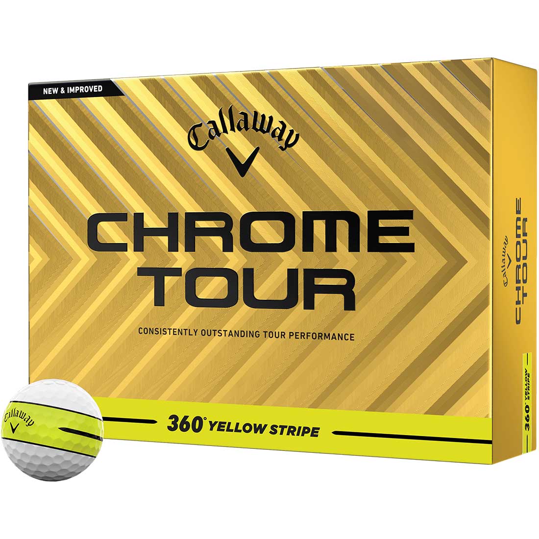 Callaway 2024 Chrome Tour 360 Yellow Stripe Golf Balls