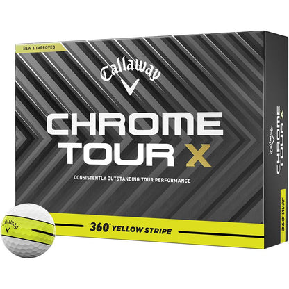 Callaway 2024 Chrome Tour X 360 Yellow Stripe Golf Balls