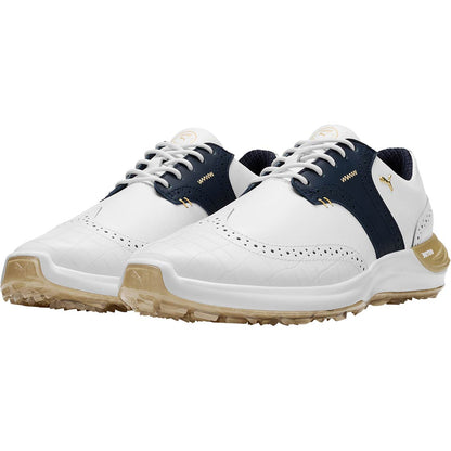 Puma PhantomCat Nitro Gator Golf Shoes White/Deep Navy/Gold