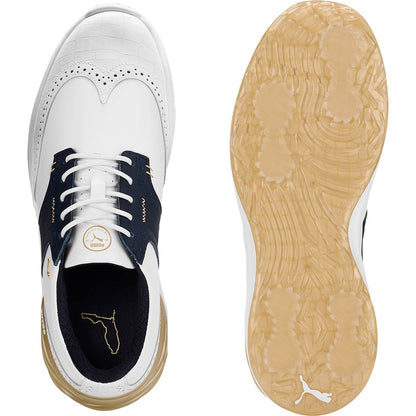 Puma PhantomCat Nitro Gator Golf Shoes White/Deep Navy/Gold
