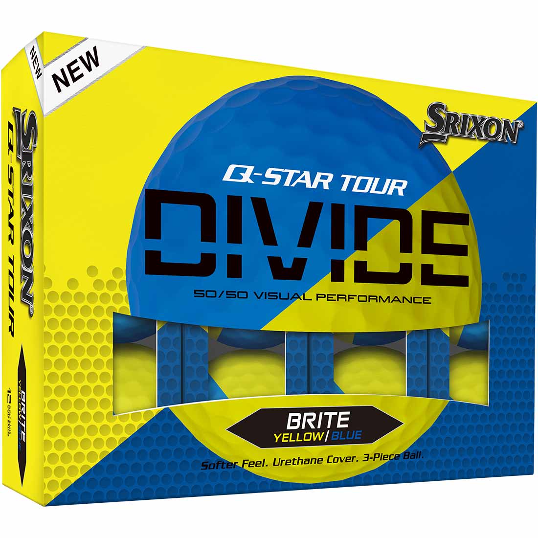 Srixon Q-Star Tour Divide 2 Bright Yellow/Blue Golf Balls